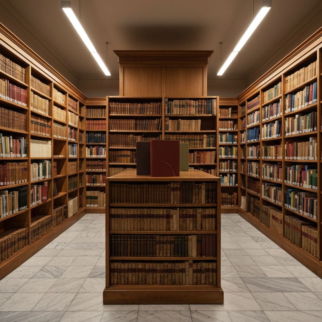 Institutionelle Bibliothek oder Archiv mit ruhiger professioneller Atmosphäre