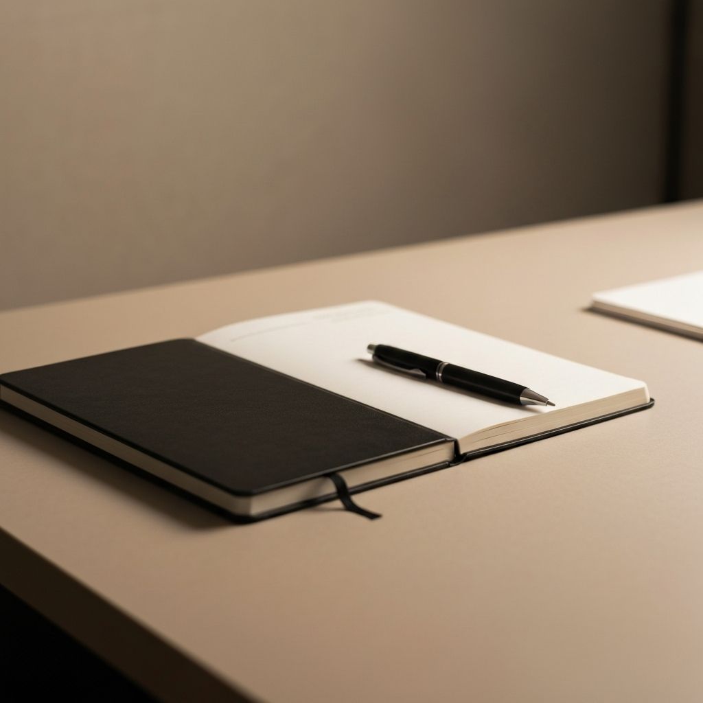 Professioneller Kommunikationsarbeitsbereich mit Notizen und Schreibfläche