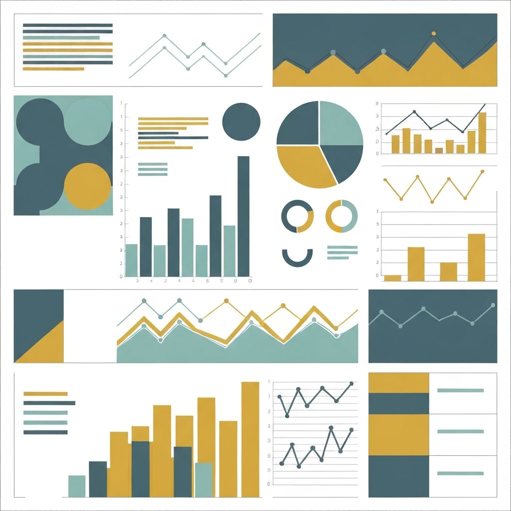 Abstraktive Datenvisualisierung und Diagramme, die allgemeine Trends zeigen