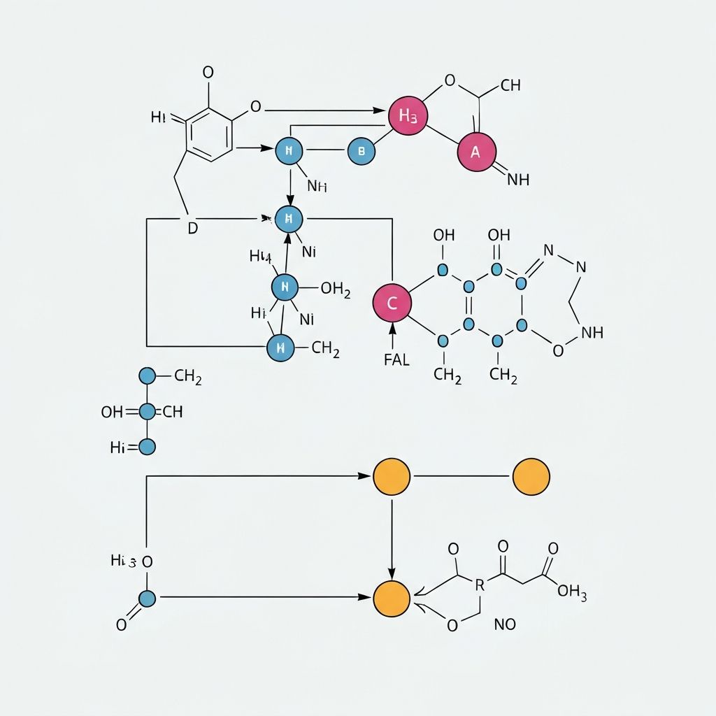 Wissenschaftliche Diagrammvisualisierung von Stoffwechselprozessen und molekularen Strukturen
